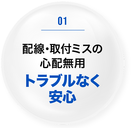 配線･取付ミスの心配無用、トラブルなく安心